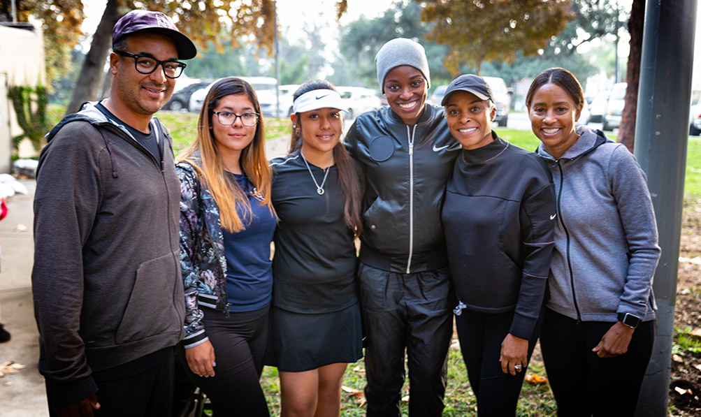 Sloane Stephens with coaches at Loma Alta Park 